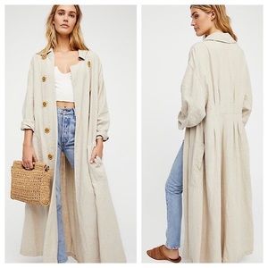 Free People Sweet Melody Trench Coat Duster Natural S